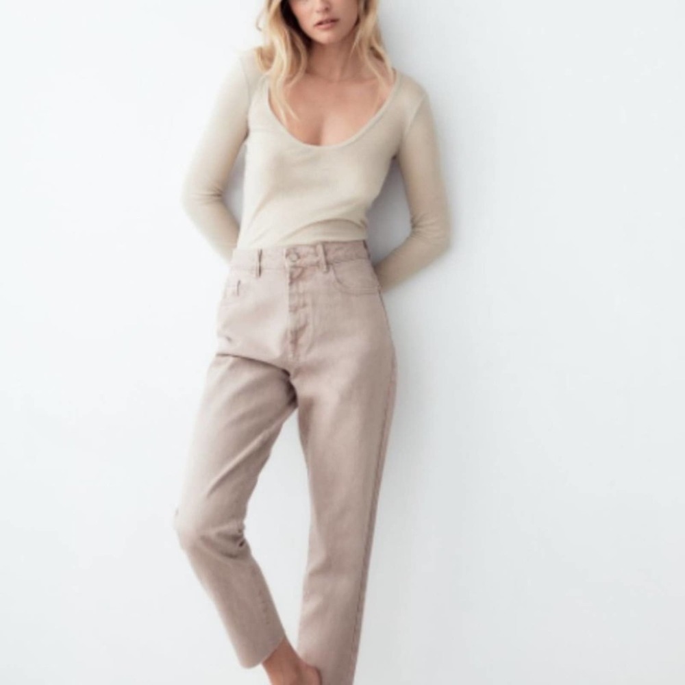 Zara Women's Straight Leg Jeans - Light Beige
